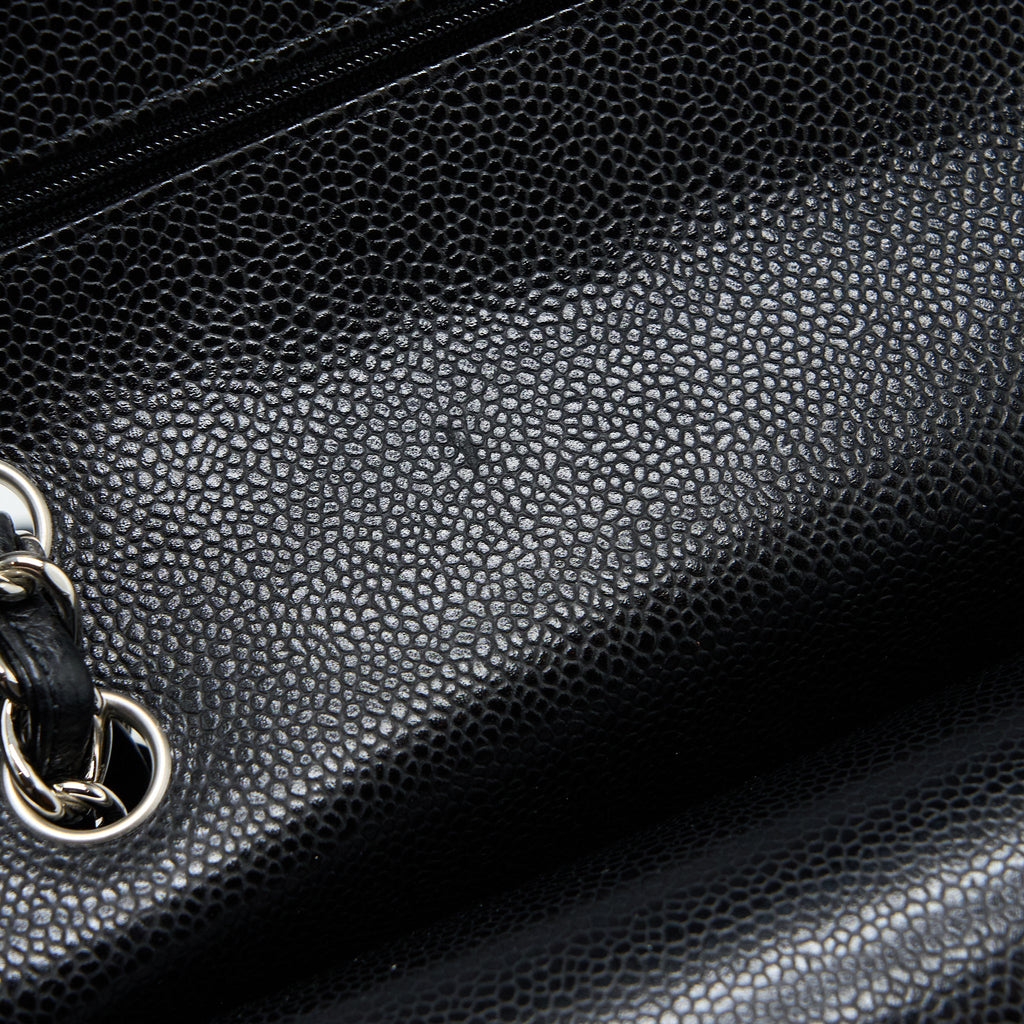 CHANEL JUMBO CLASSIC DOUBLE FLAP BAG CAVIAR BLACK SHW