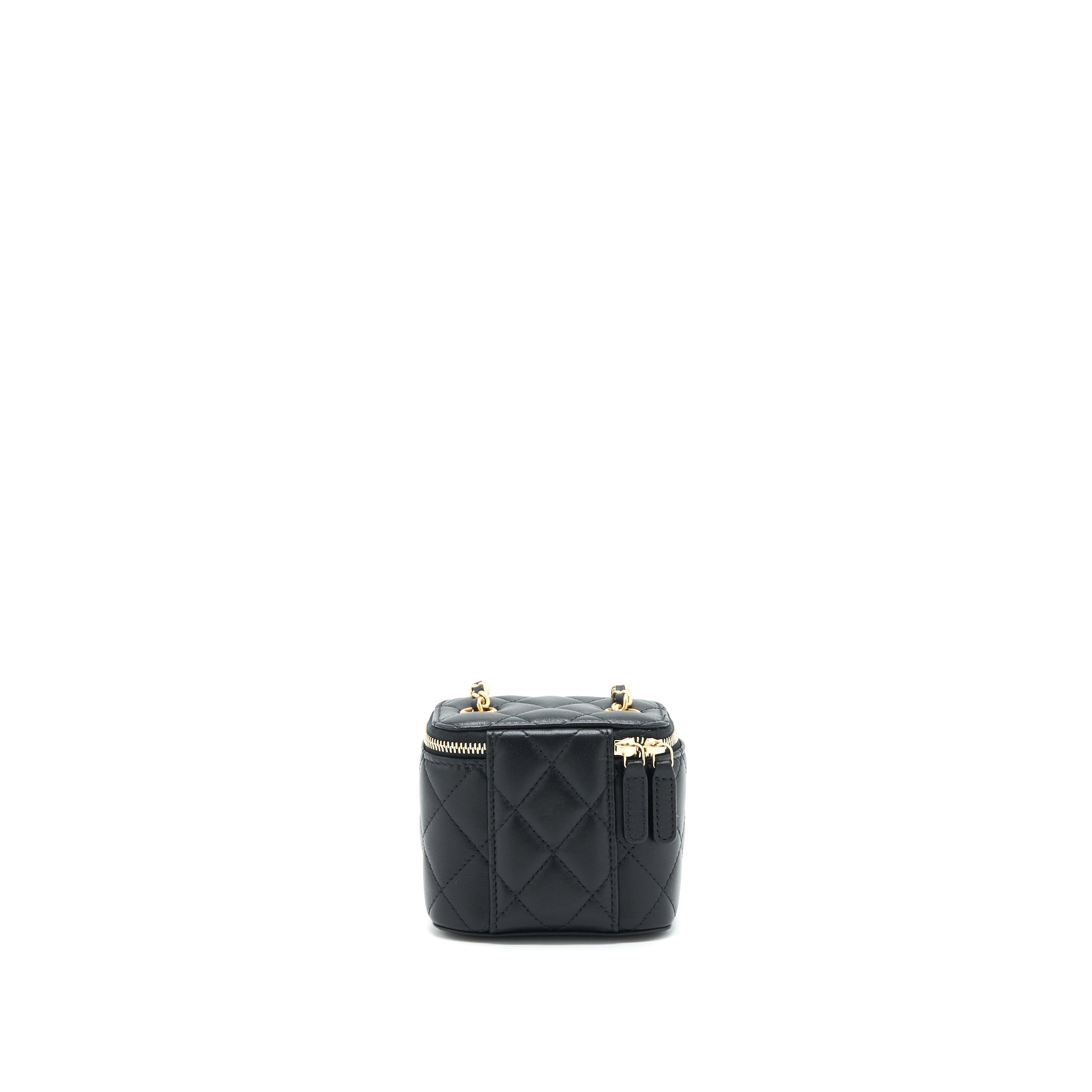 CHANEL 22C PEARL CRUSH MINI VANITY WITH CHAIN LAMBSKIN BLACK GHW