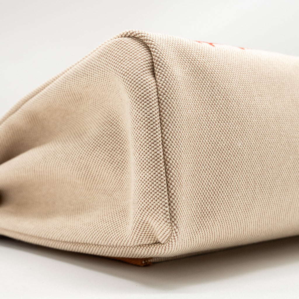 HERMES HERBAG ZIP 31 PEGASE POP CANVAS/HUNTER CAPUCINE/ECRU-BEIGE/NATURE SHW