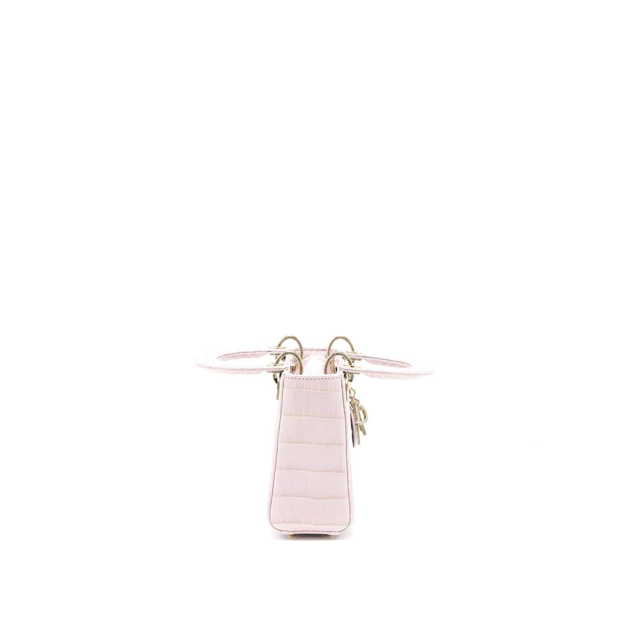 DIOR MINI LADY DIOR ALLIGATOR MISSISSIPPIENSIS LIGHT PINK CRYSTAL LGHW