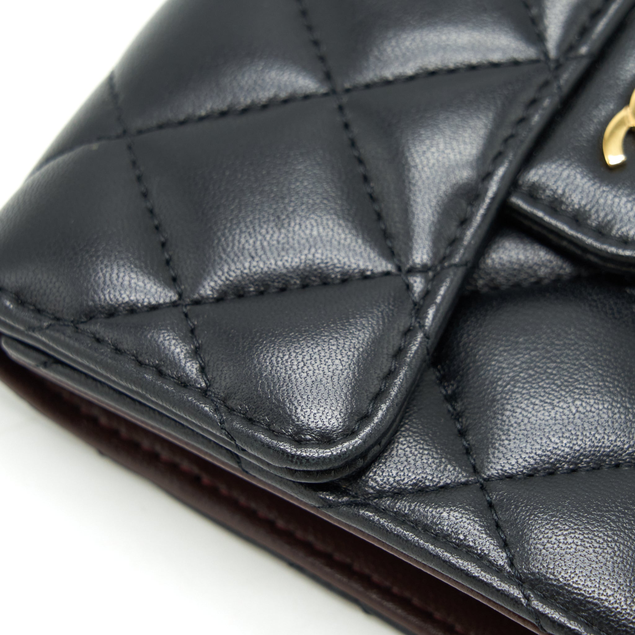 CHANEL CLASSIC FLAP WALLET LAMBSKIN BLACK GHW