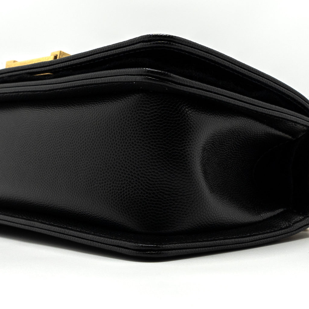 CHANEL SMALL BOY BAG CAVIAR BLACK GHW (MICROCHIP)