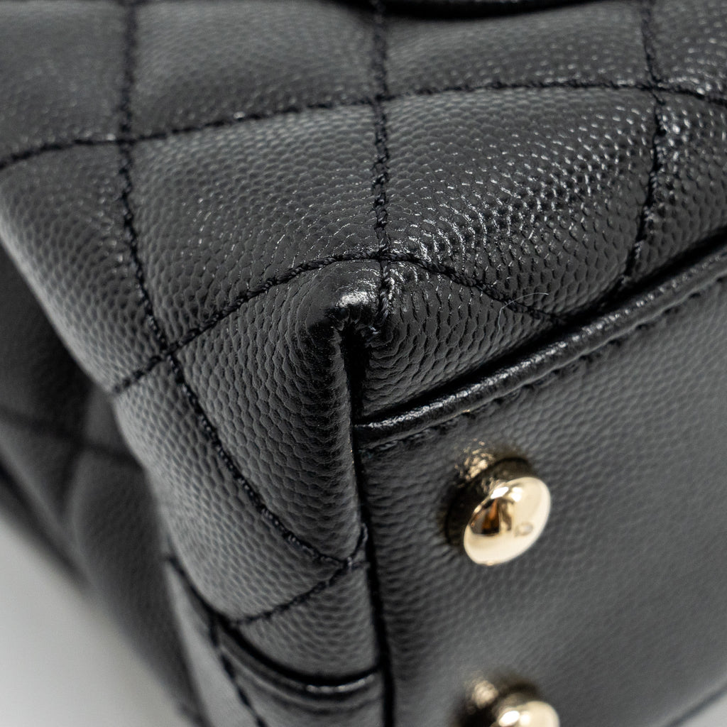 CHANEL MINI COCO HANDLE CAVIAR BLACK LGHW (MICROCHIP)