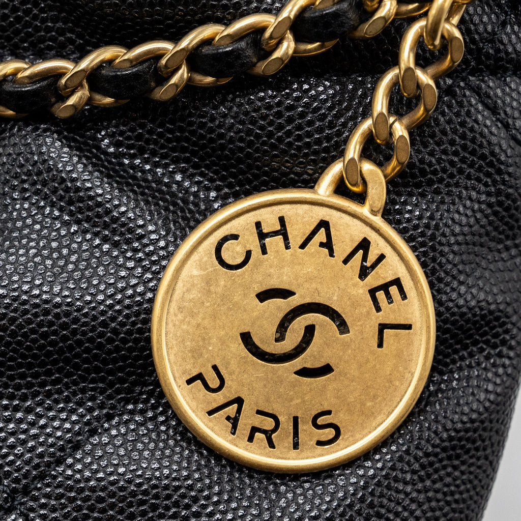 CHANEL MINI 22 BAG CAVIAR BLACK GHW (MICROCHIP)