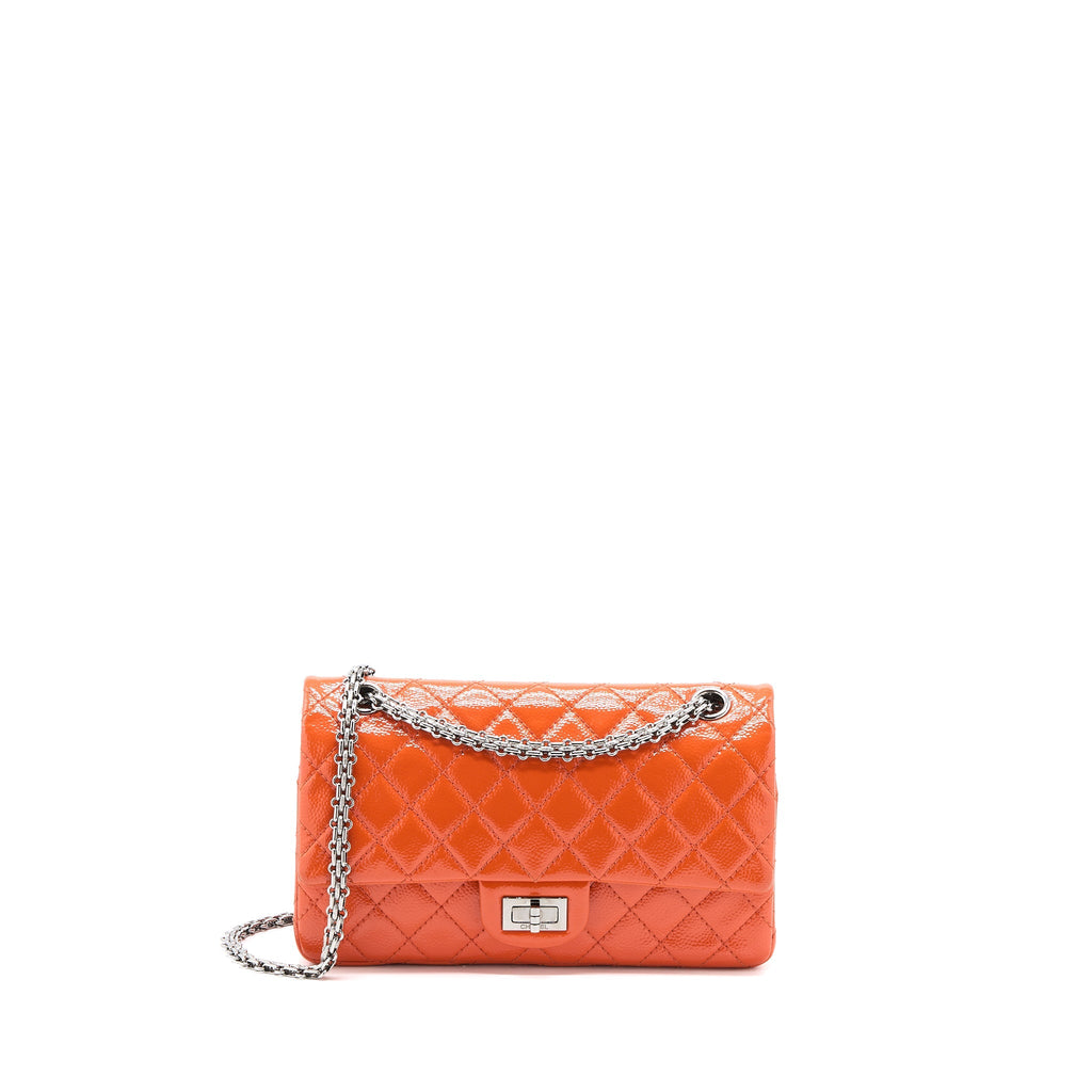 CHANEL SMALL 2.55 REISSUE FLAP BAG PATENT ORANGE SHW