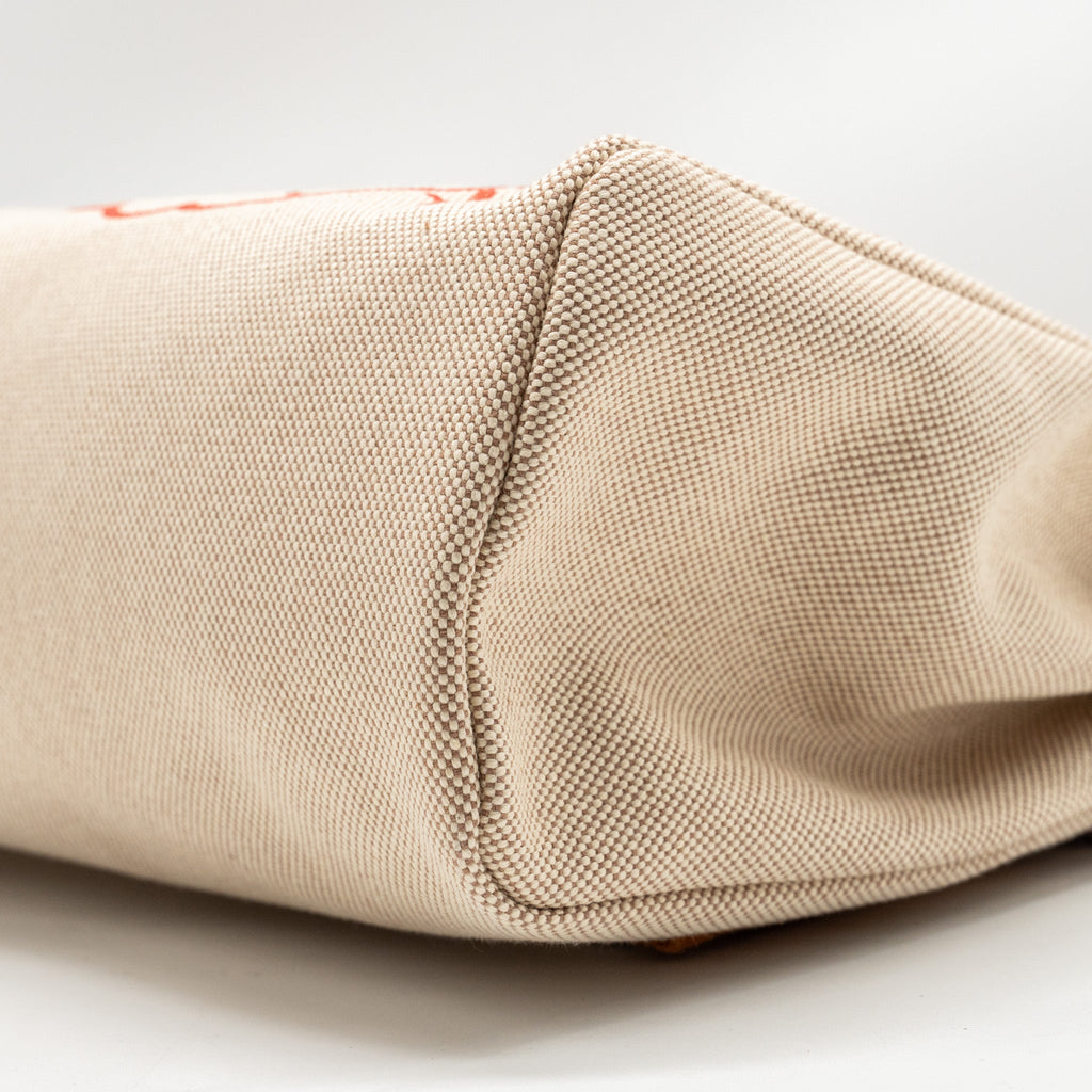 HERMES HERBAG ZIP 31 PEGASE POP CANVAS/HUNTER CAPUCINE/ECRU-BEIGE/NATURE SHW