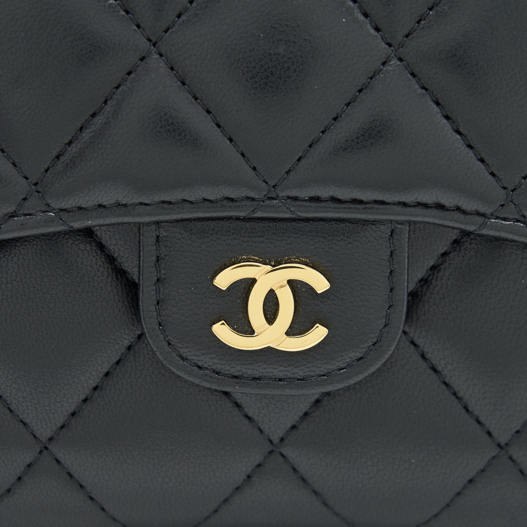 CHANEL CLASSIC FLAP WALLET LAMBSKIN BLACK GHW