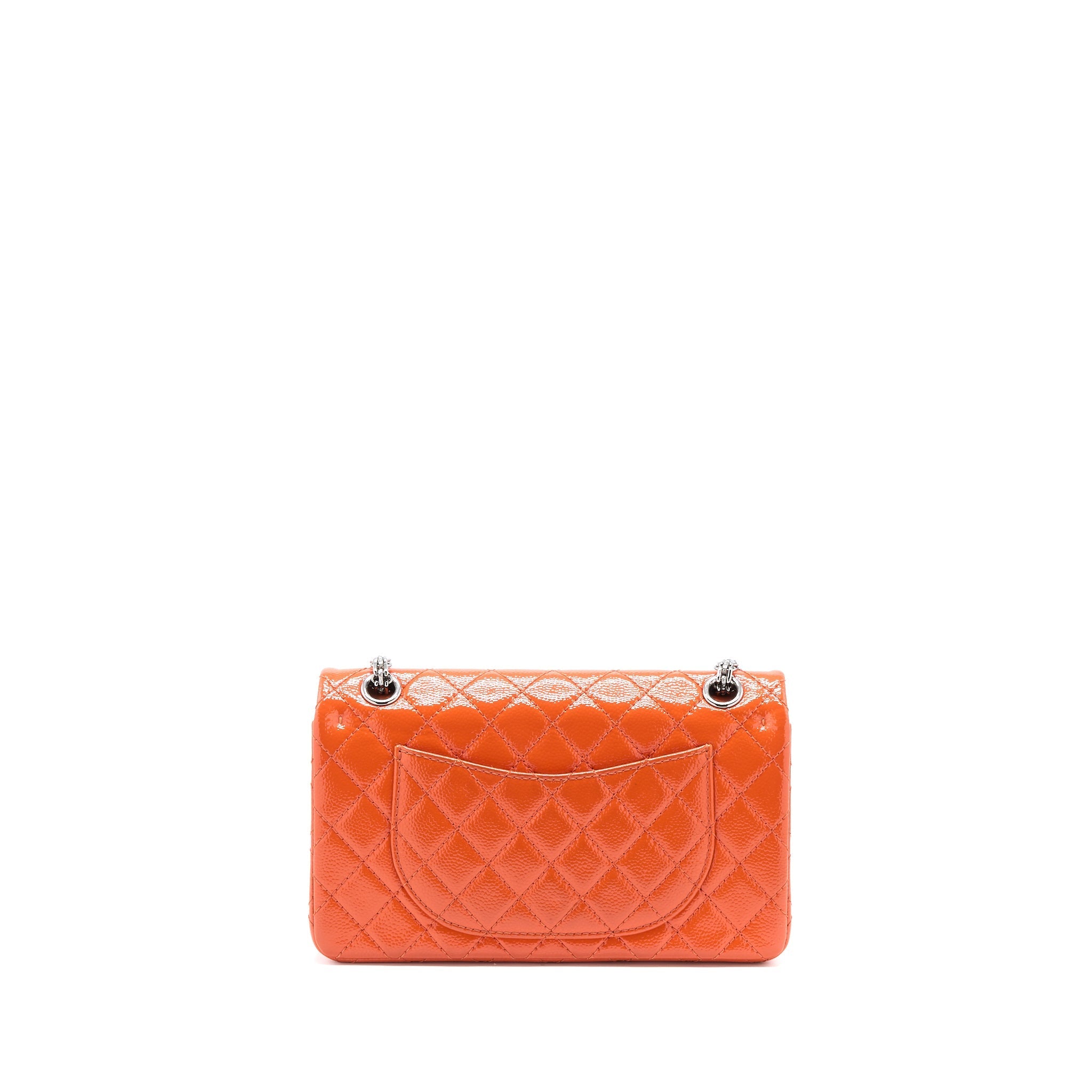 CHANEL SMALL 2.55 REISSUE FLAP BAG PATENT ORANGE SHW