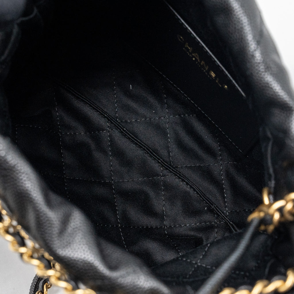 CHANEL MINI 22 BAG CAVIAR BLACK GHW (MICROCHIP)