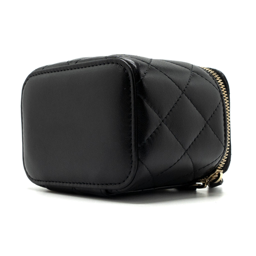 CHANEL TOP HANDLE MINI VANITY LAMBSKIN BLACK GHW