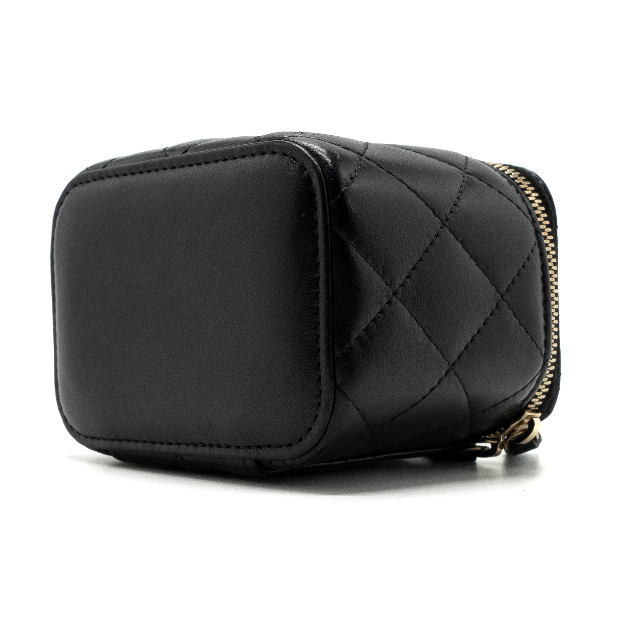 CHANEL TOP HANDLE MINI VANITY LAMBSKIN BLACK GHW