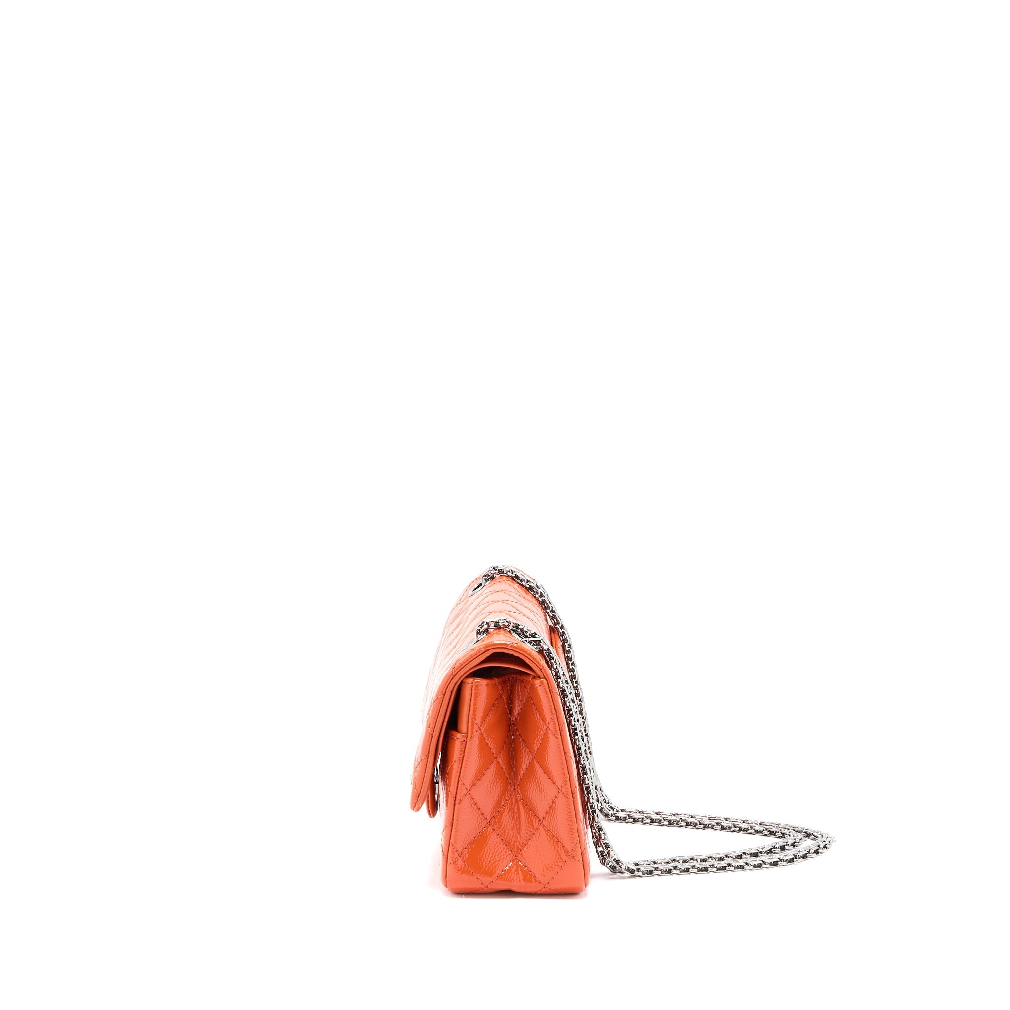 CHANEL SMALL 2.55 REISSUE FLAP BAG PATENT ORANGE SHW