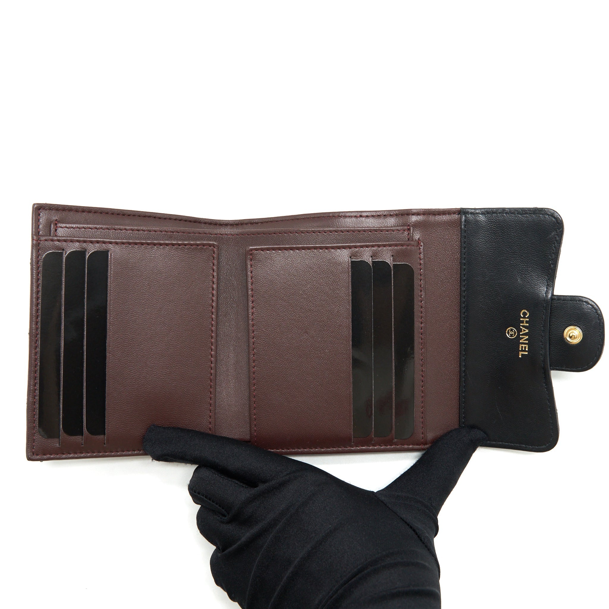 CHANEL CLASSIC FLAP WALLET LAMBSKIN BLACK GHW