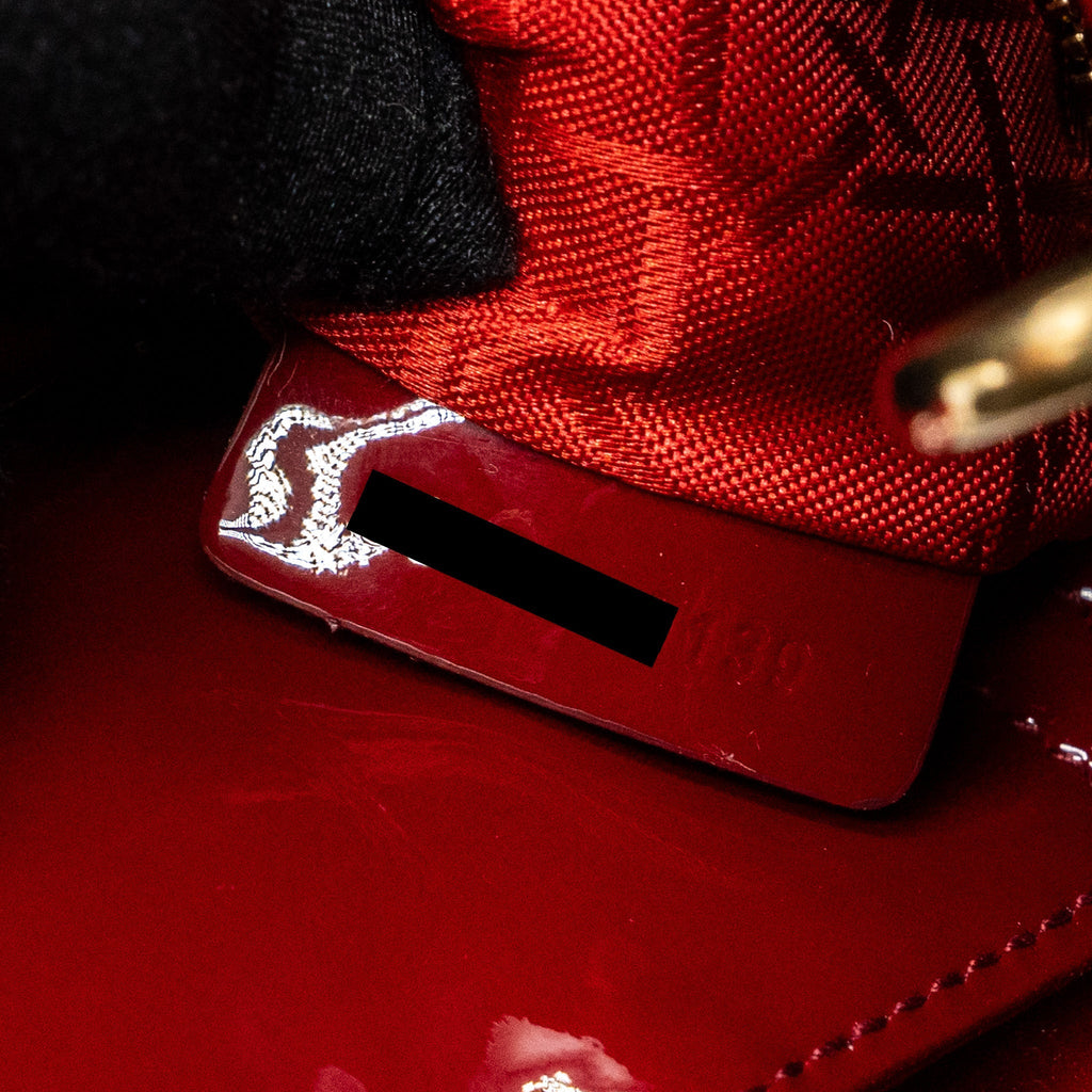DIOR MINI LADY DIOR PATENT RED LGHW