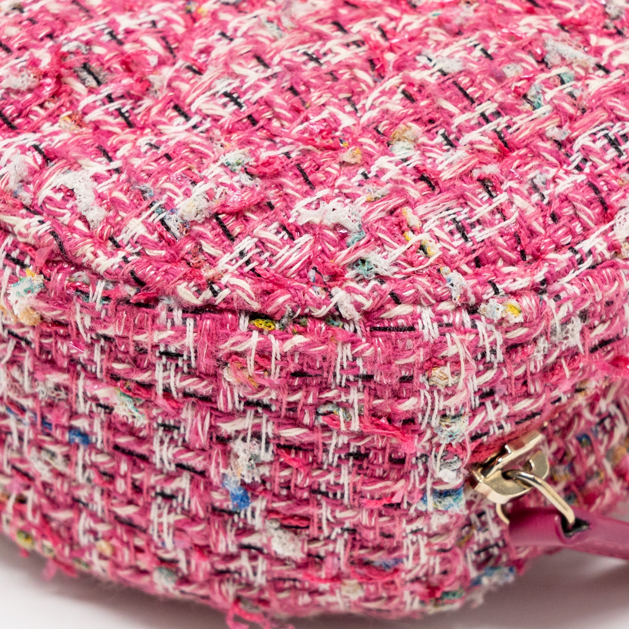 CHANEL ROUND CLUTCH WITH CHAIN TWEED PINK/MULTICOLOUR LGHW