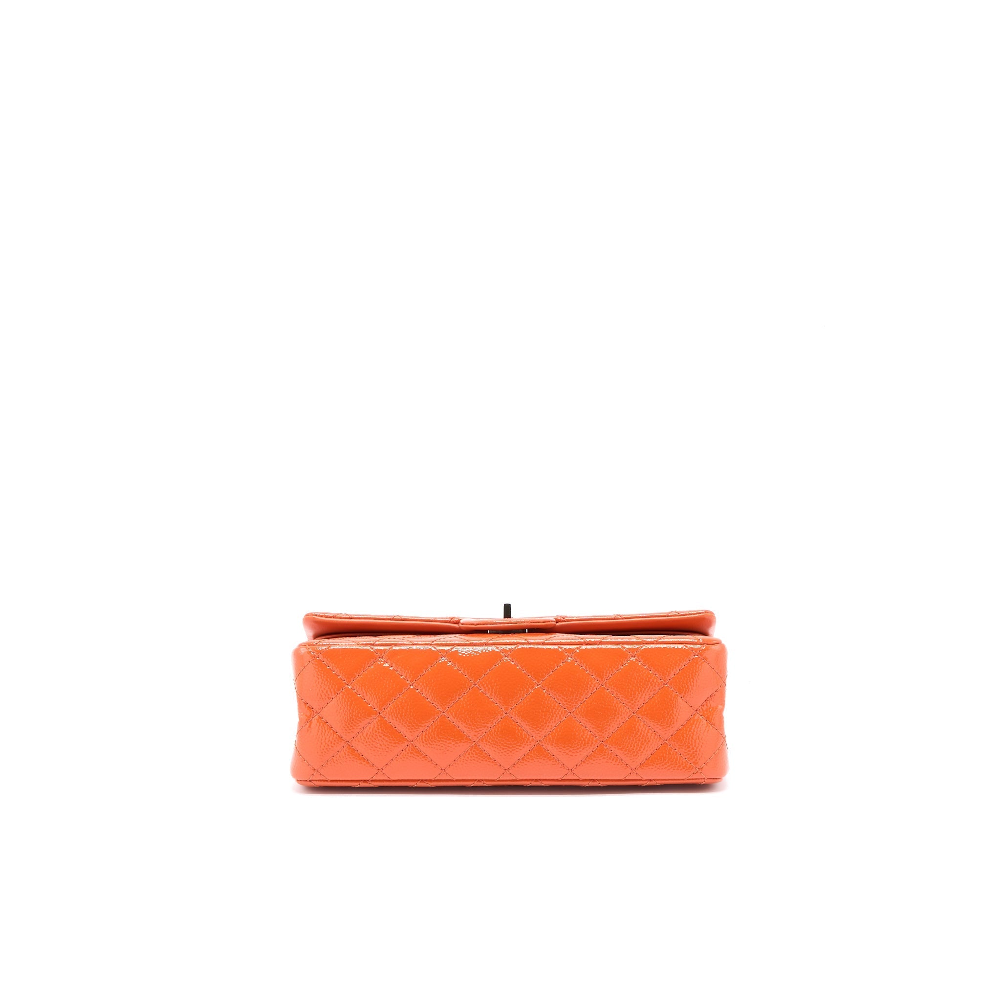 CHANEL SMALL 2.55 REISSUE FLAP BAG PATENT ORANGE SHW