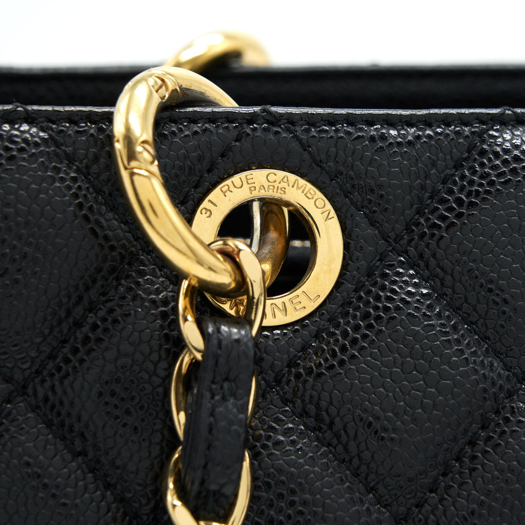 CHANEL GRAND SHOPPING TOTE CAVIAR BLACK GHW SERIAL 17