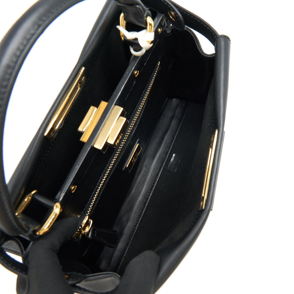 FENDI MEDIUM PEEKABOO BLACK CALFSKIN WITH BLACK/GHW
