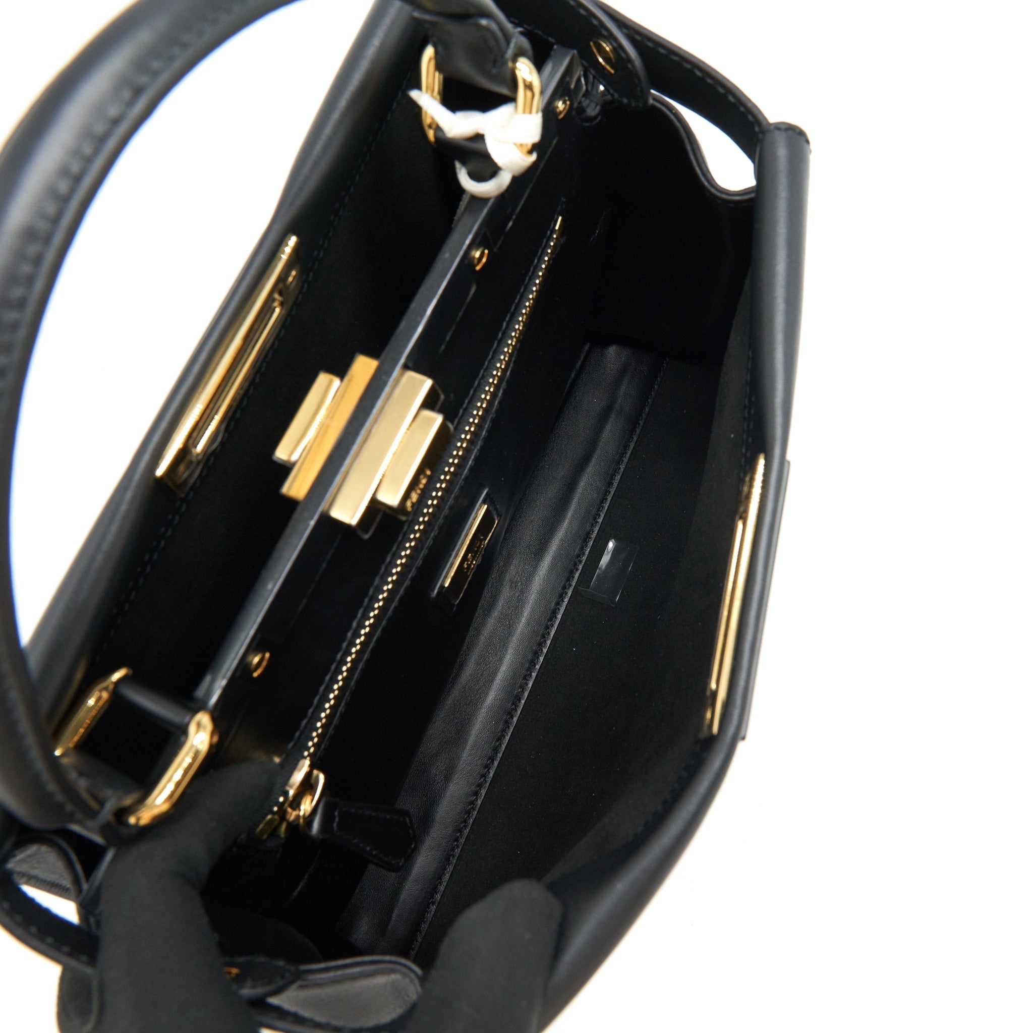 FENDI MEDIUM PEEKABOO BLACK CALFSKIN WITH BLACK/GHW
