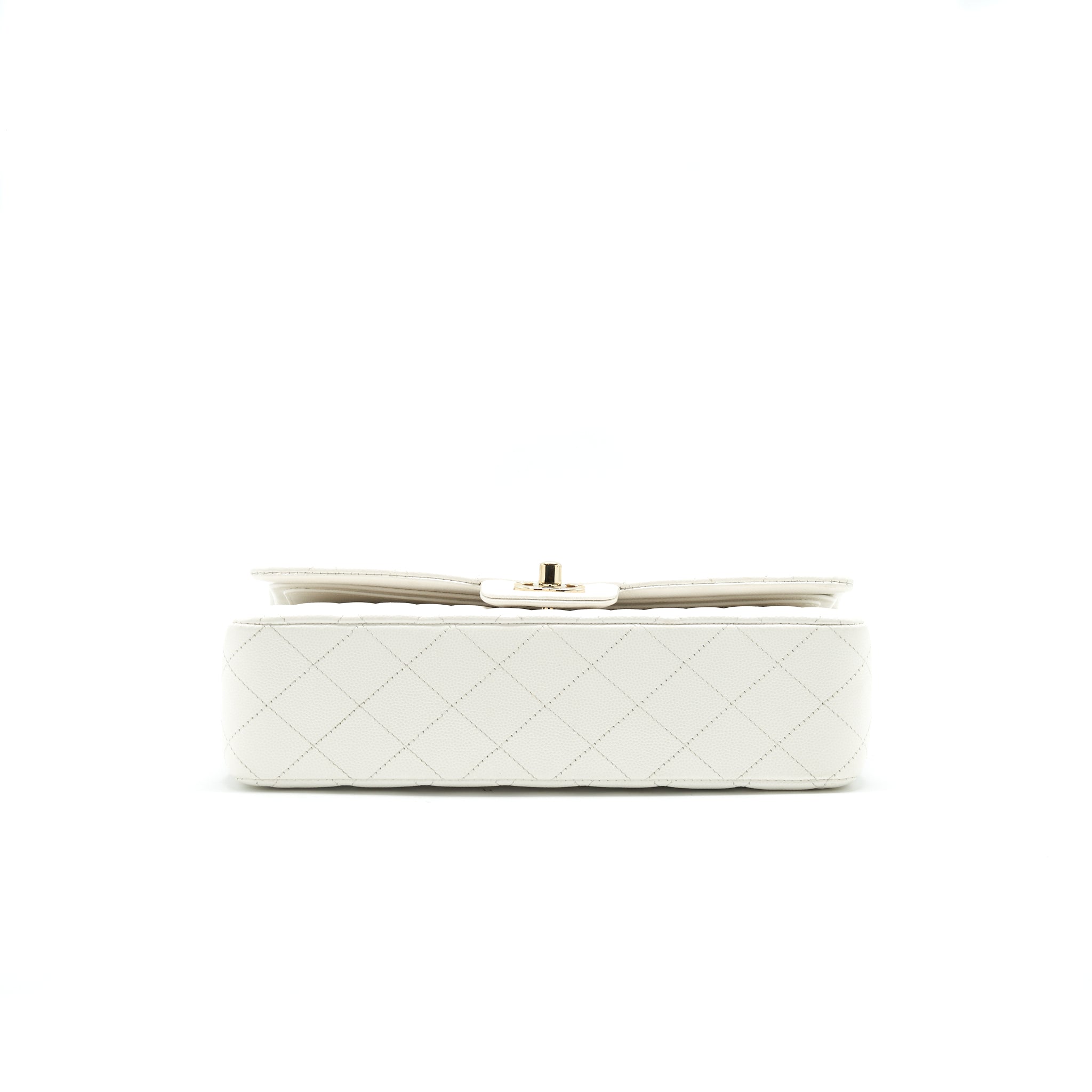 CHANEL MEDIUM CLASSIC DOUBLE FLAP BAG CAVIAR WHITE WITH LGHW