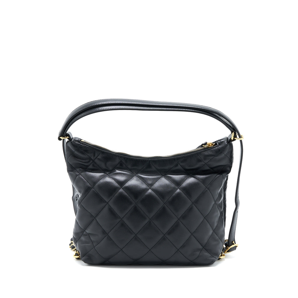 CHANEL 22B HOBO BAG LAMBSKIN BLACK GHW (MICROCHIP)