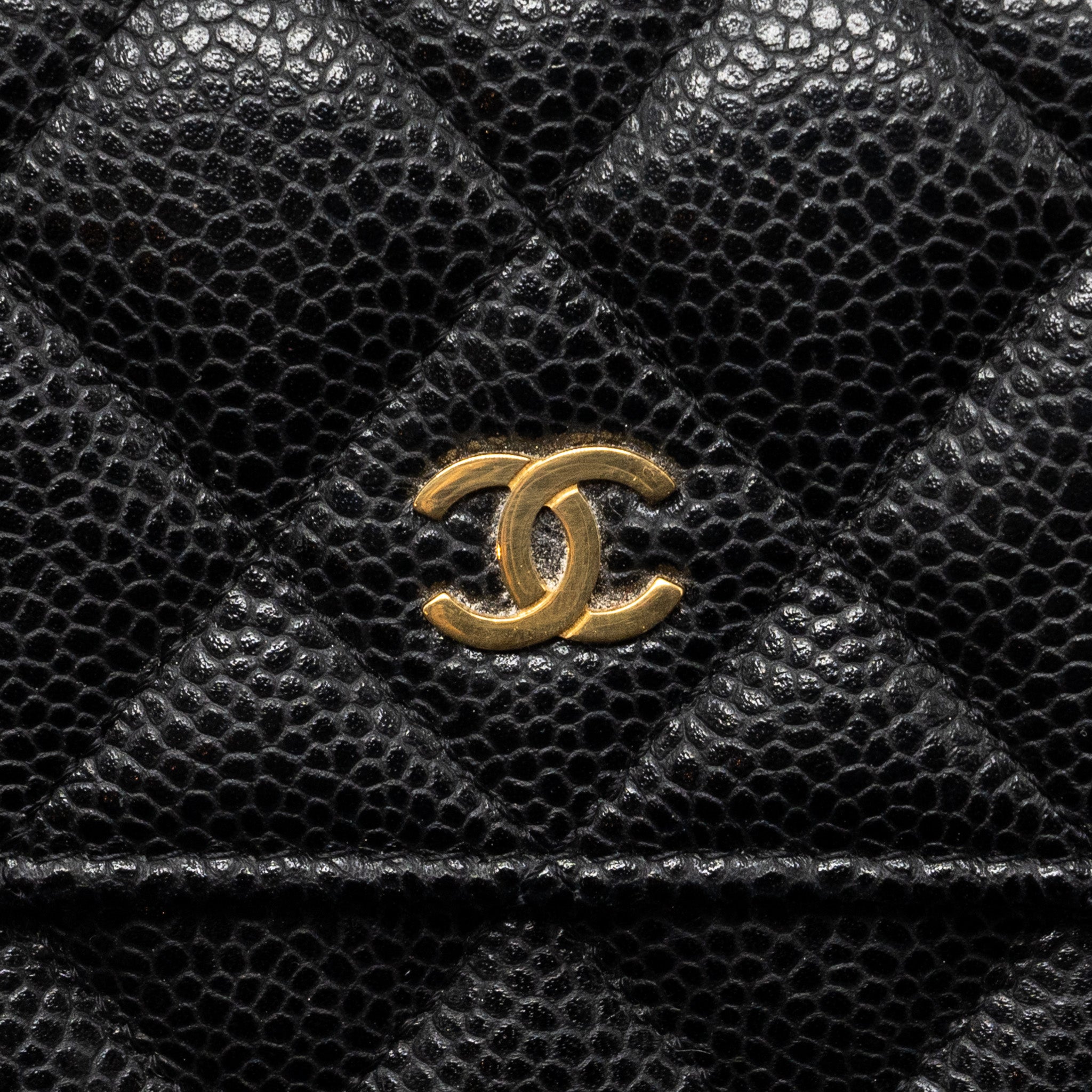 CHANEL FLAP LONG WALLET CAVIAR BLACK GHW