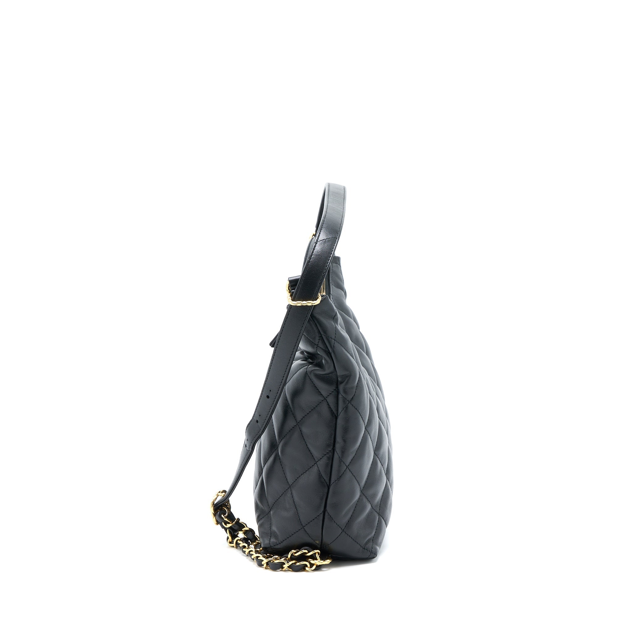 CHANEL 22B HOBO BAG LAMBSKIN BLACK GHW (MICROCHIP)