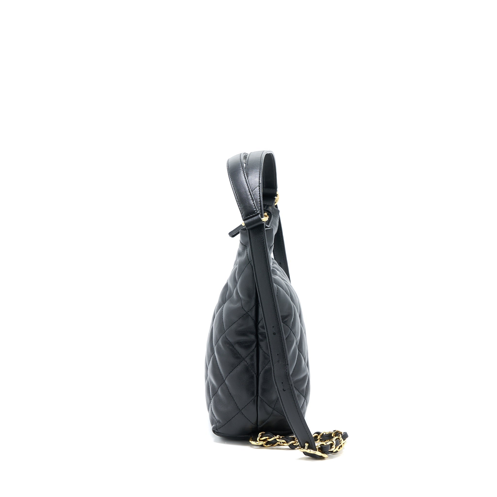 CHANEL 22B HOBO BAG LAMBSKIN BLACK GHW (MICROCHIP)