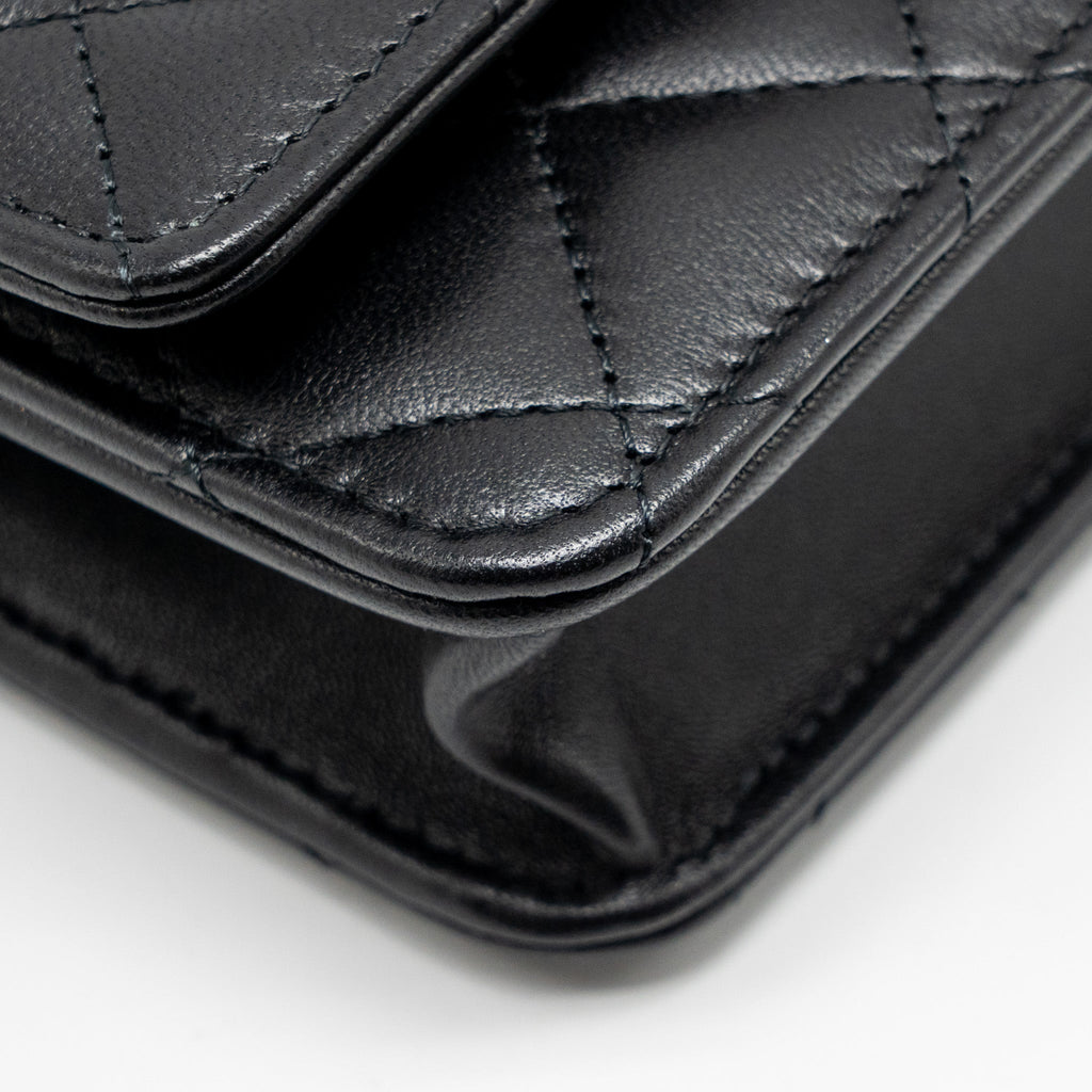 CHANEL TRENDY CC WALLET ON CHAIN LAMBSKIN BLACK LGHW (MICROCHIP)