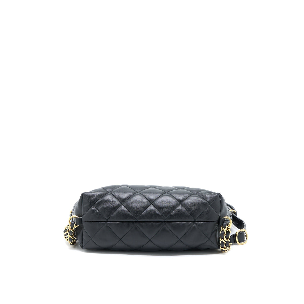 CHANEL 22B HOBO BAG LAMBSKIN BLACK GHW (MICROCHIP)