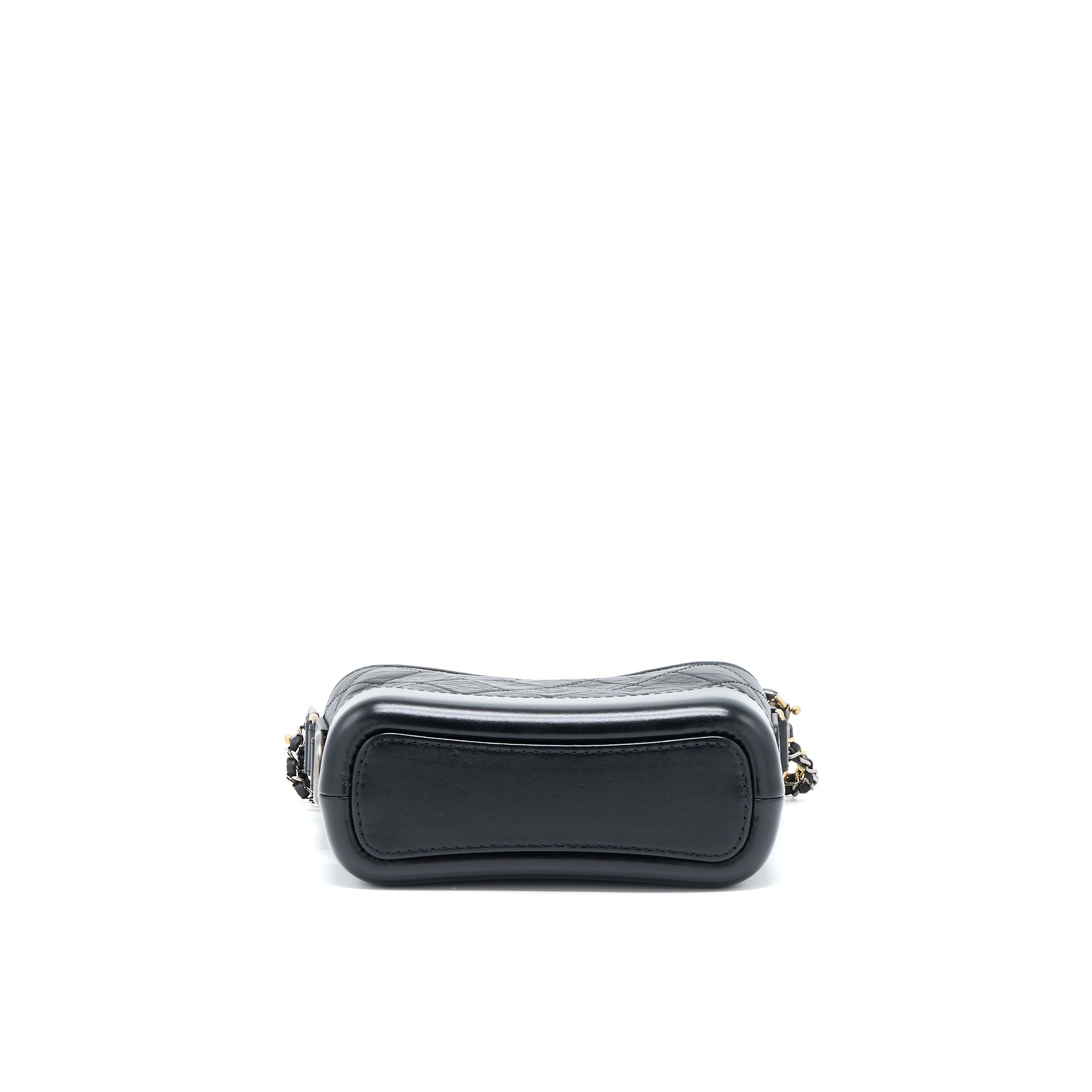 CHANEL SMALL GABRIELLE HOBO BAG WITH TOP HANDLE AGED CALFSKIN BLACK MULTICOLOUR HARDWARE