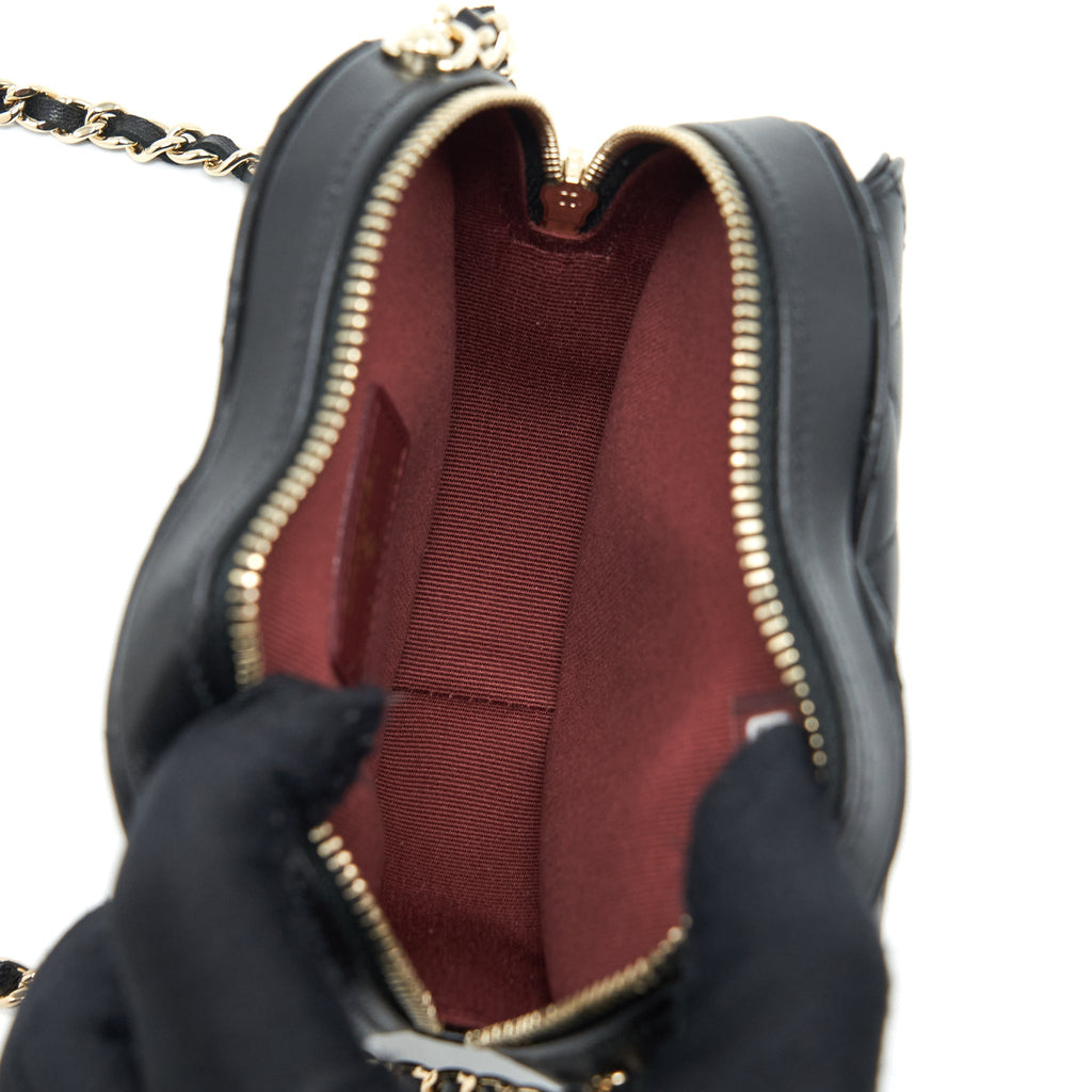 CHANEL 22S SMALL HEART BAG LAMBSKIN BLACK LGHW