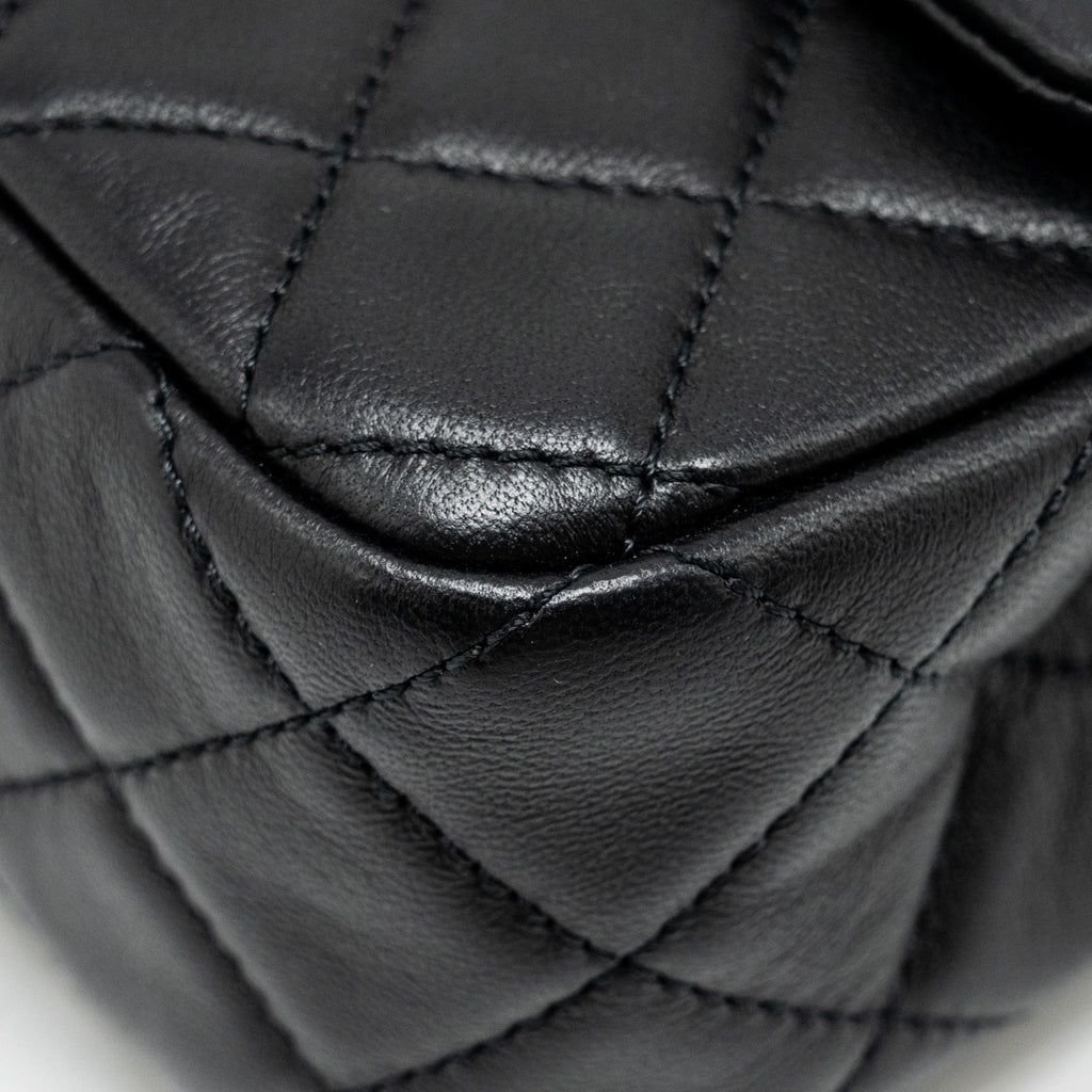 CHANEL PEARL CRUSH MINI RECTANGULAR FLAP BAG LAMBSKIN BLACK GHW (MICROCHIP)