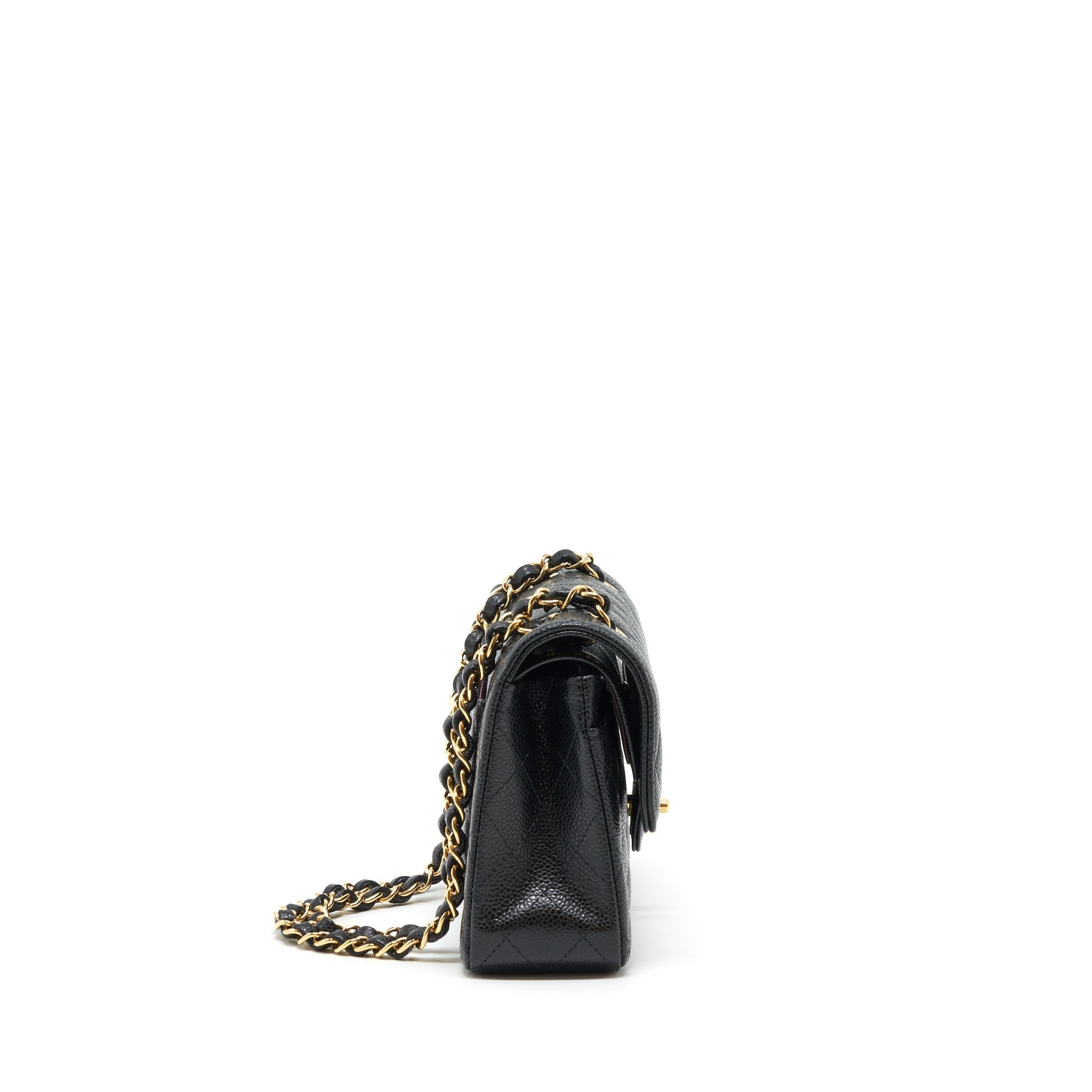 CHANEL SMALL CLASSIC DOUBLE FLAP CAVIAR BLACK GHW (MICROCHIP)
