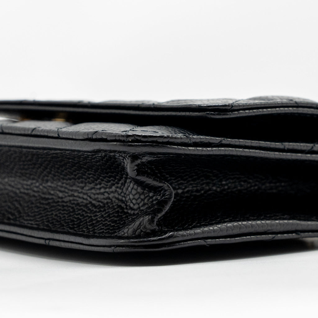 CHANEL CLASSIC WALLET ON CHAIN CAVIAR BLACK GHW (MICROCHIP)