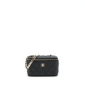CHANEL 22P LONG VANITY WITH CC LOGO CHAIN CAVIAR BLACK LGHW