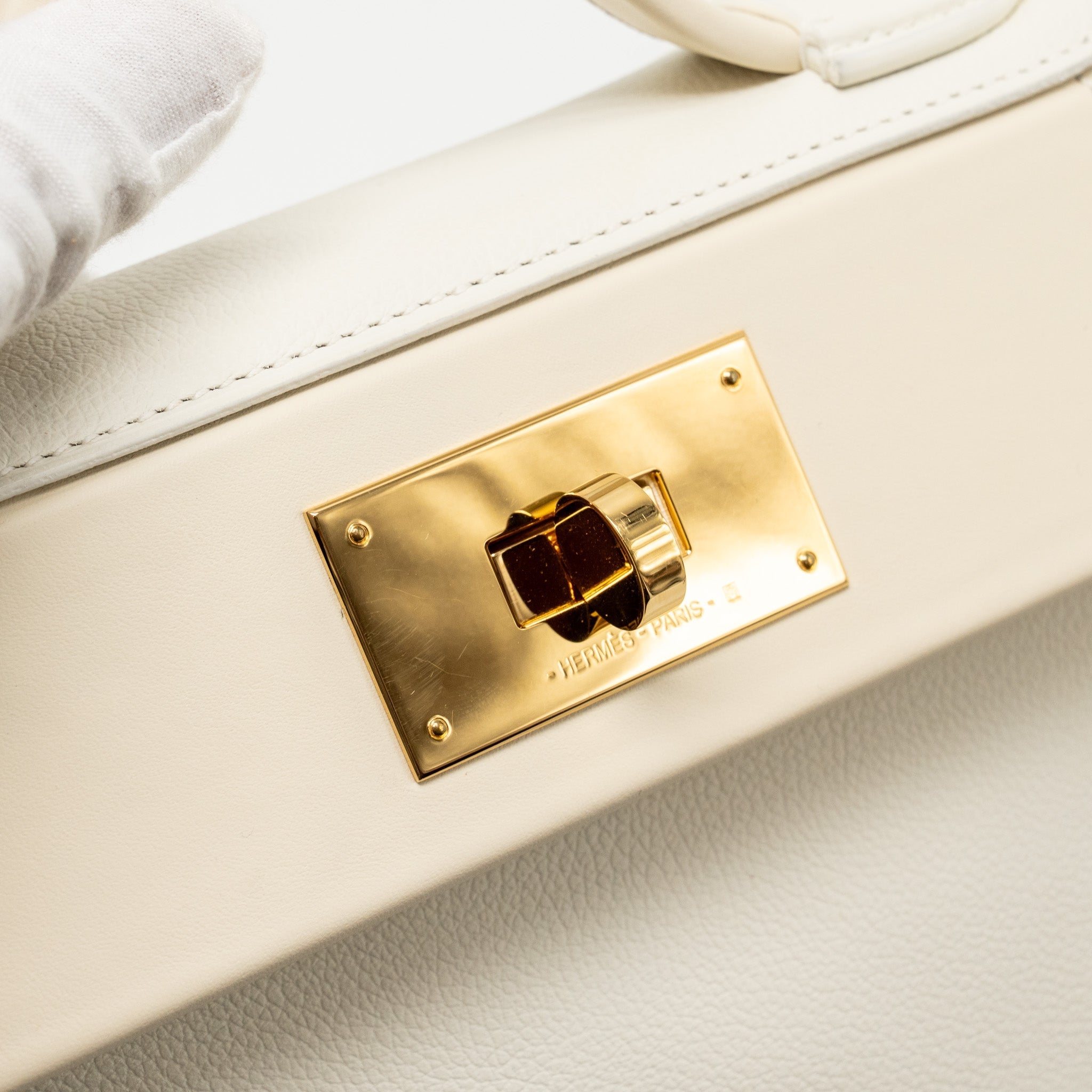 HERMES MINI 2424 24/24-21 BAG EVERCOLOR/SWIFT BLANC / NATA GHW