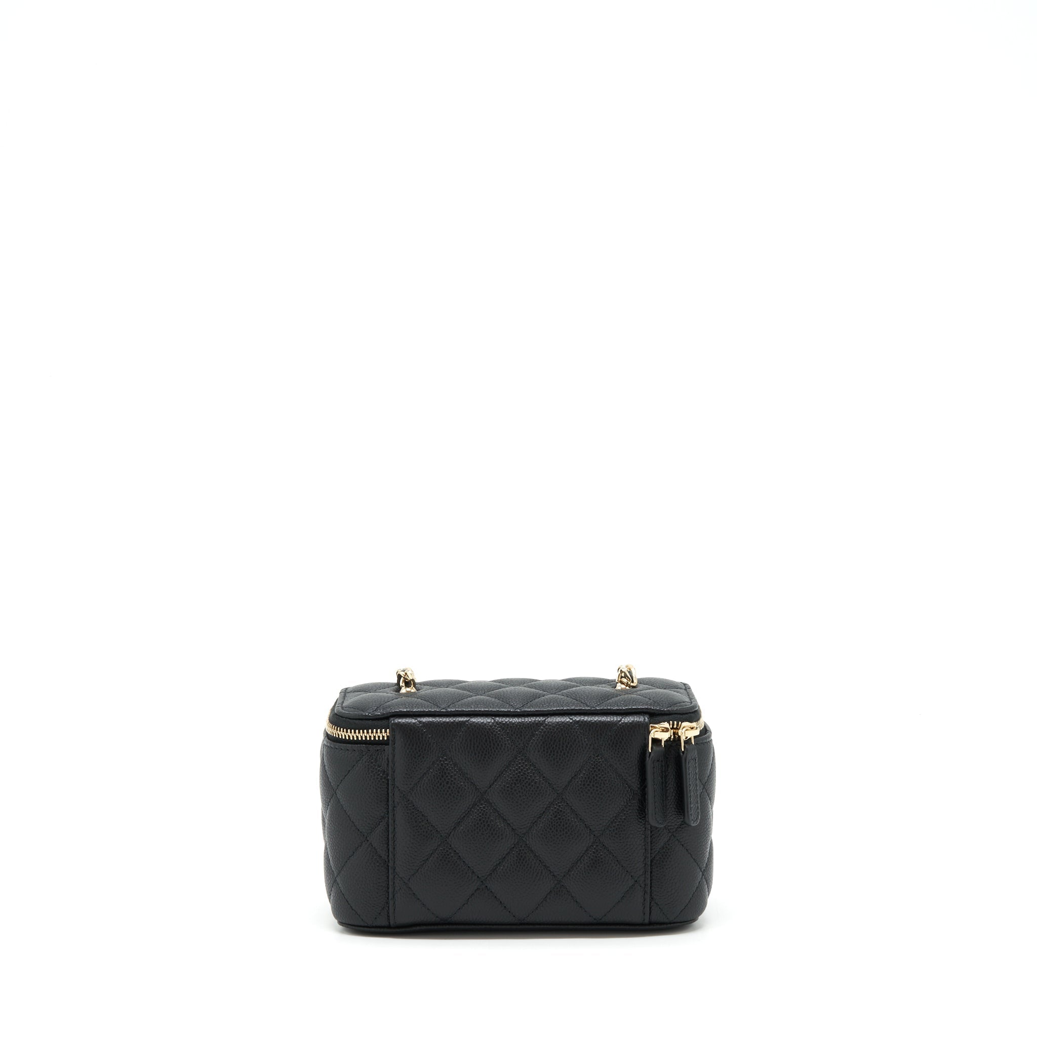 CHANEL 22P LONG VANITY WITH CC LOGO CHAIN CAVIAR BLACK LGHW