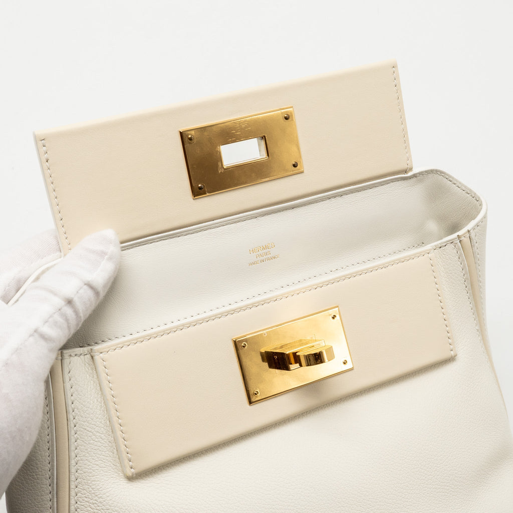 HERMES MINI 2424 24/24-21 BAG EVERCOLOR/SWIFT BLANC / NATA GHW
