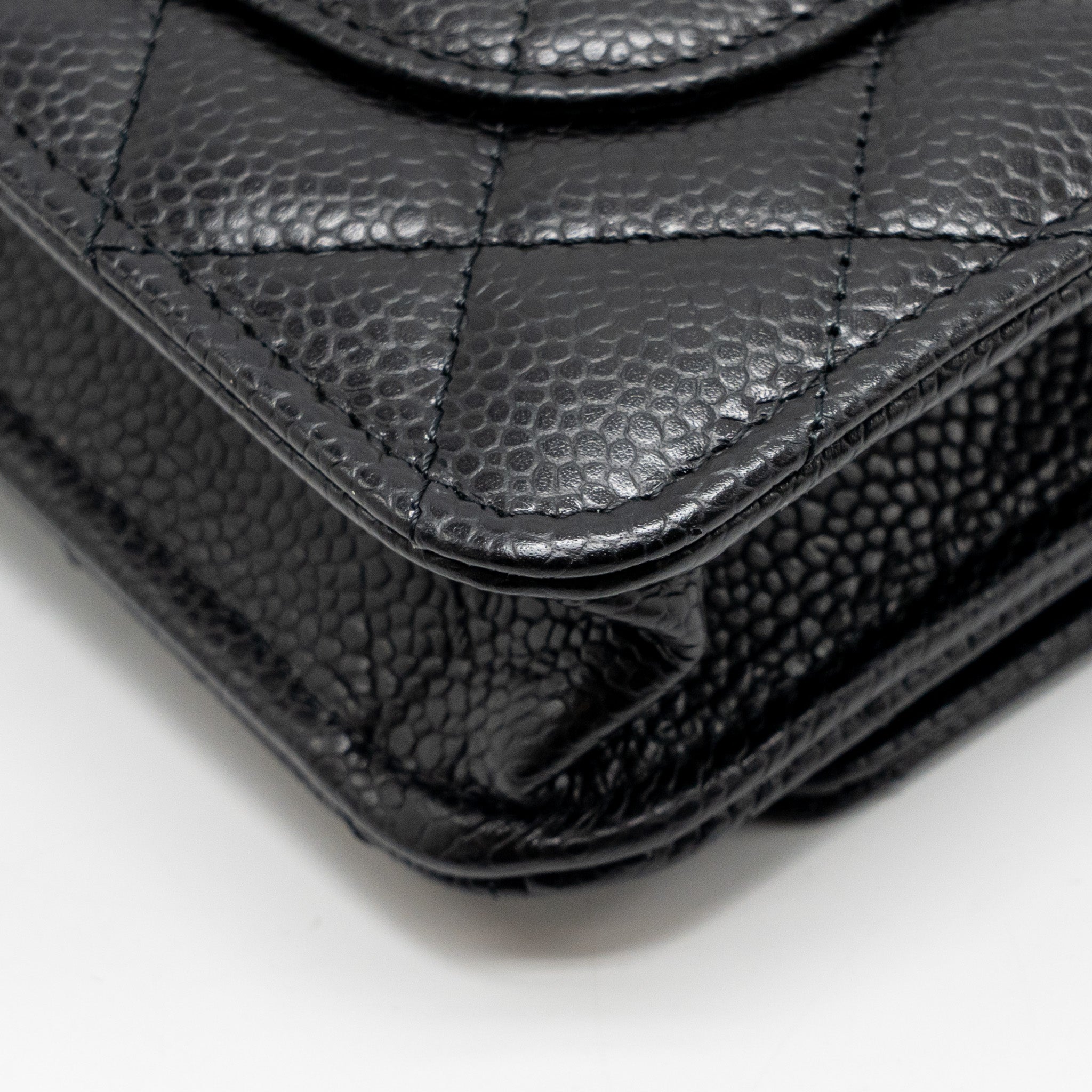 CHANEL CLASSIC WALLET ON CHAIN CAVIAR BLACK GHW (MICROCHIP)