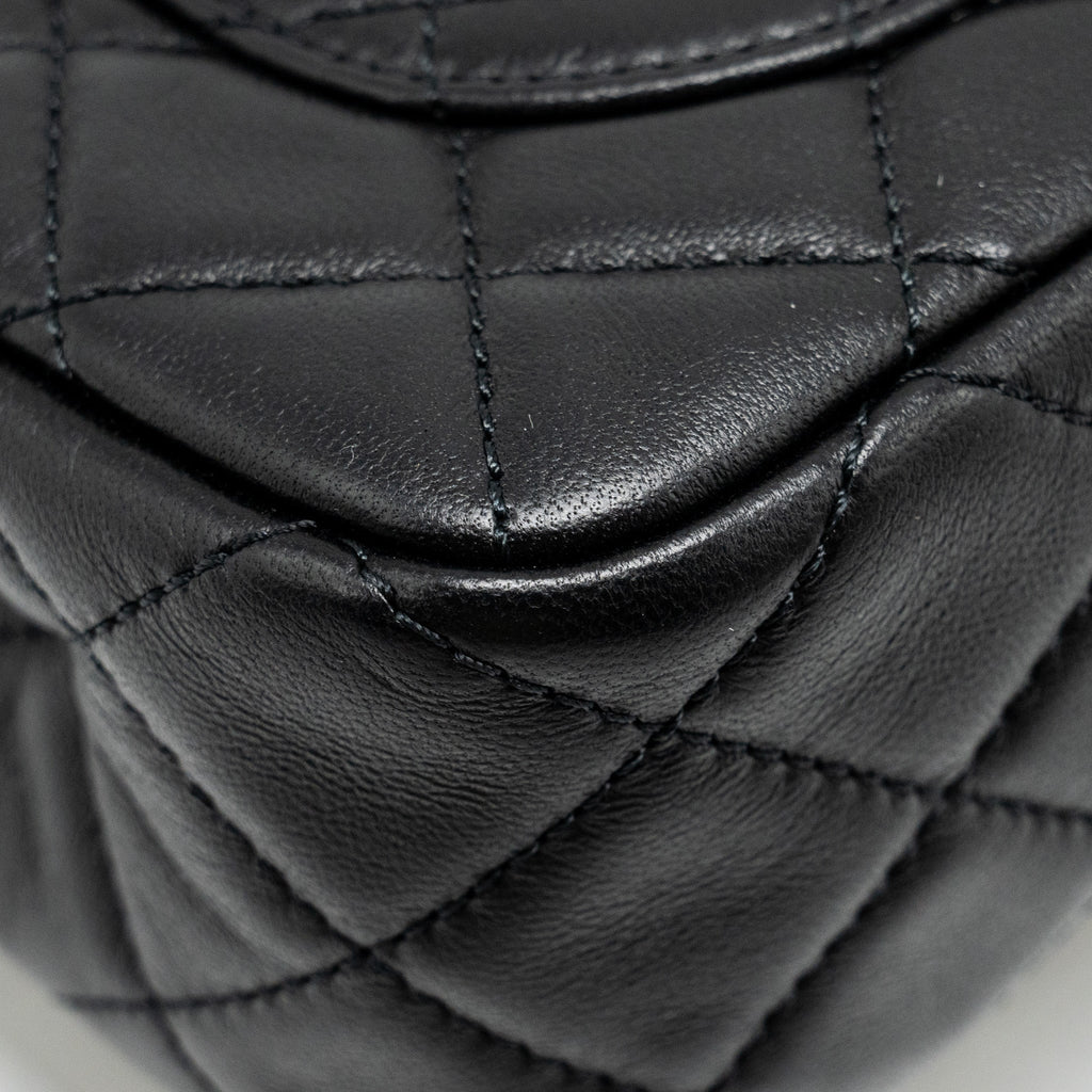 CHANEL PEARL CRUSH MINI RECTANGULAR FLAP BAG LAMBSKIN BLACK GHW (MICROCHIP)