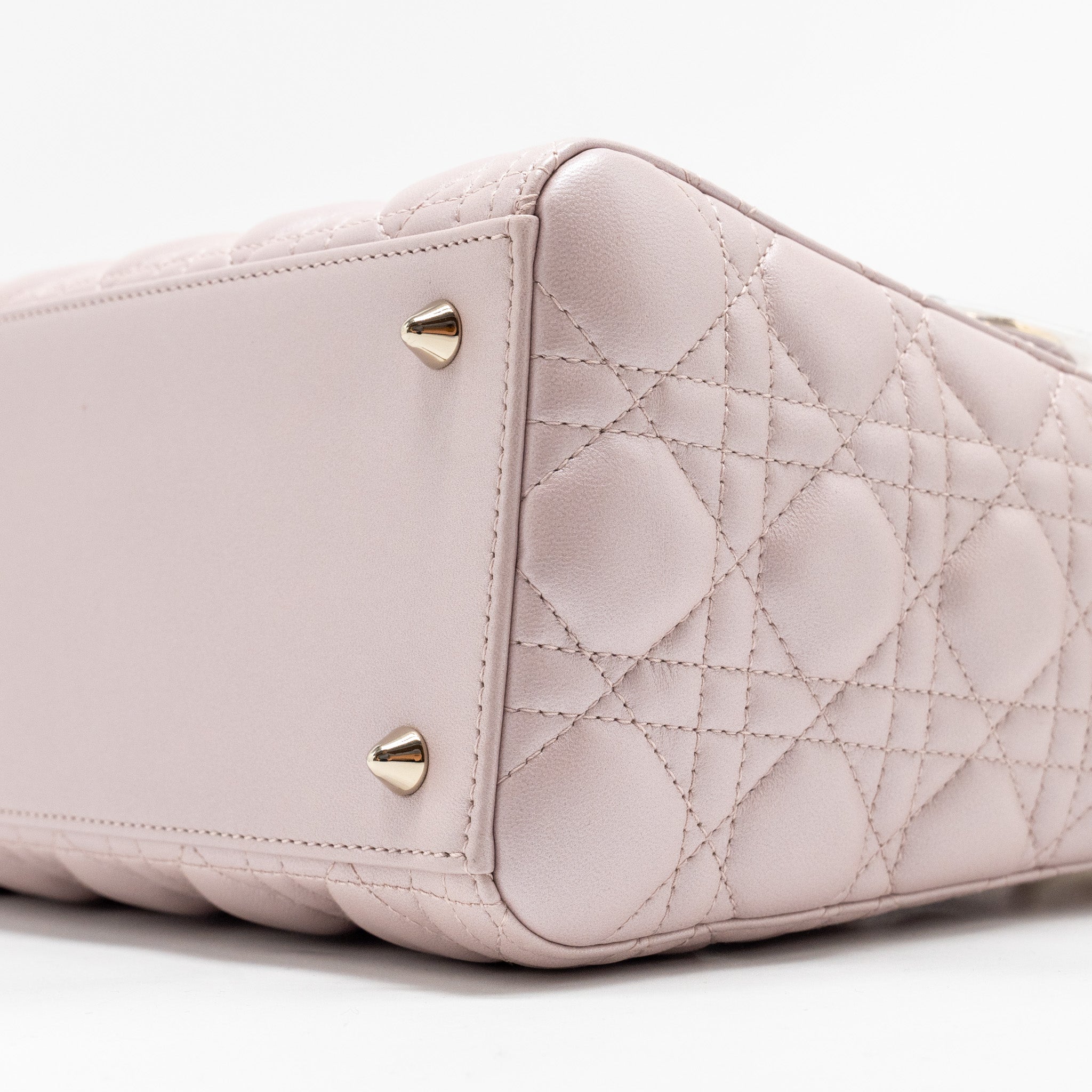 DIOR MEDIUM LADY DIOR LAMBSKIN IRIDESCENT PINK LGHW