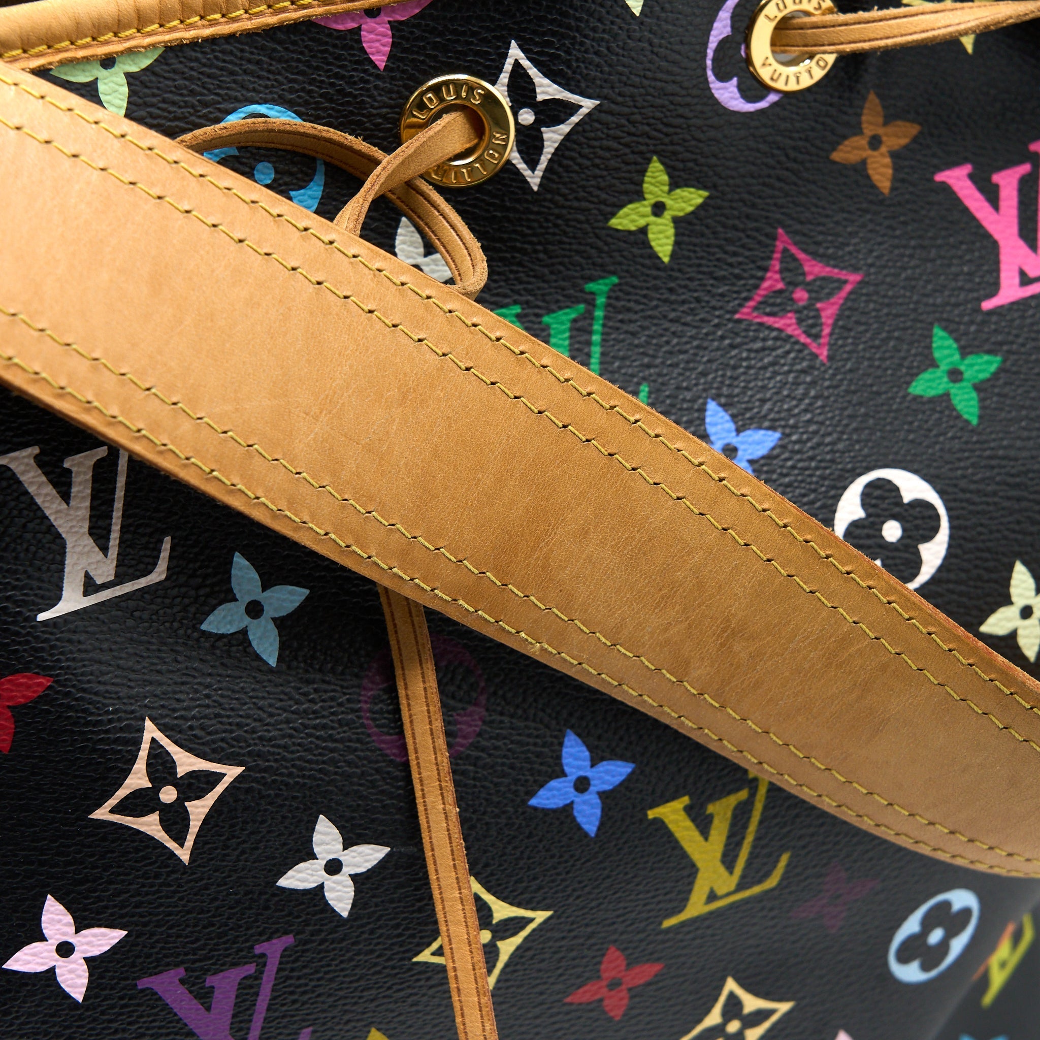 LOUIS VUITTON PETIT NOE BLACK MULTICOLOUR MONOGRAM CANVAS GHW