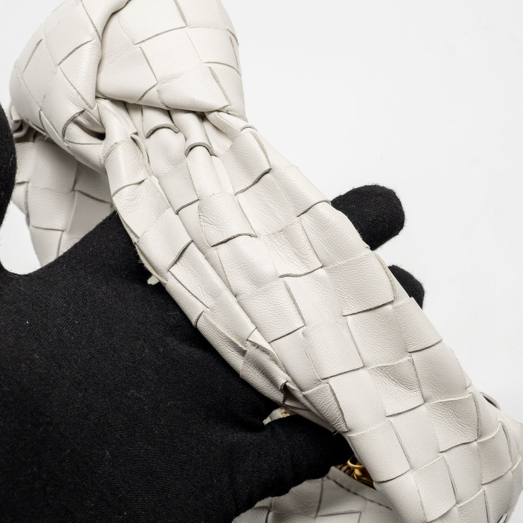BOTTEGA VENETA MINI JODIE LEATHER WHITE GHW