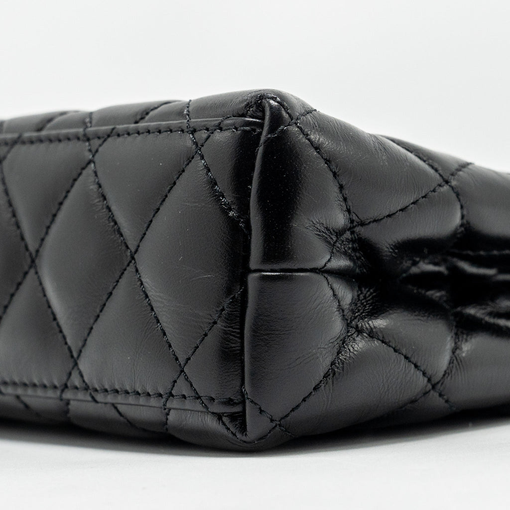 CHANEL MINI KELLY SHOPPING TOTE BAG CALFSKIN BLACK GHW (MICROCHIP)