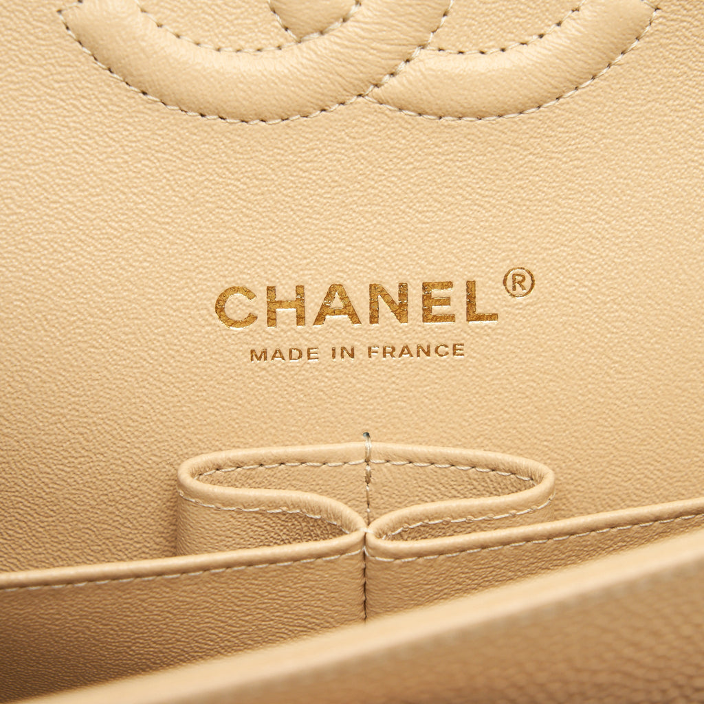CHANEL CLASSIC DOUBLE FLAP BAG CAVIAR BEIGE GHW