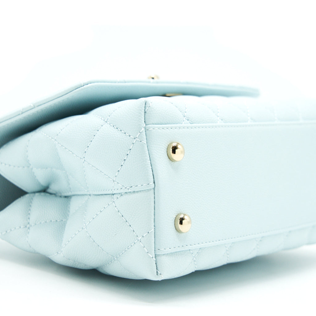 CHANEL 21K BABY BLUE COCO HANDLE SMALL (OLD MINI) 24CM LGHW (MICROCHIP)