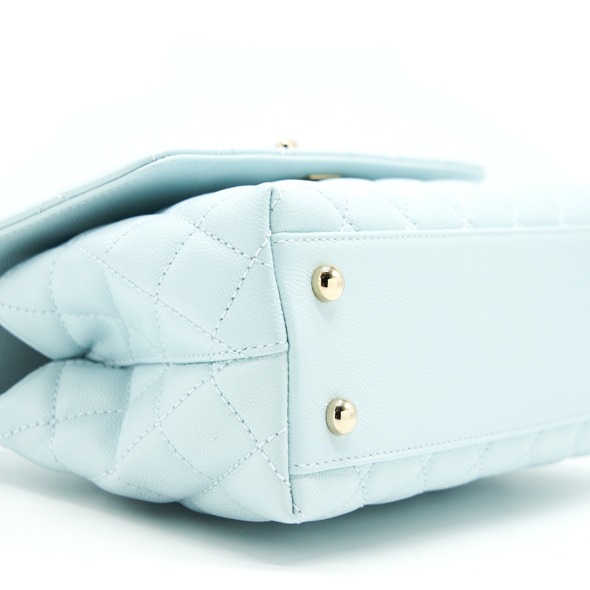 CHANEL 21K BABY BLUE COCO HANDLE SMALL (OLD MINI) 24CM LGHW (MICROCHIP)