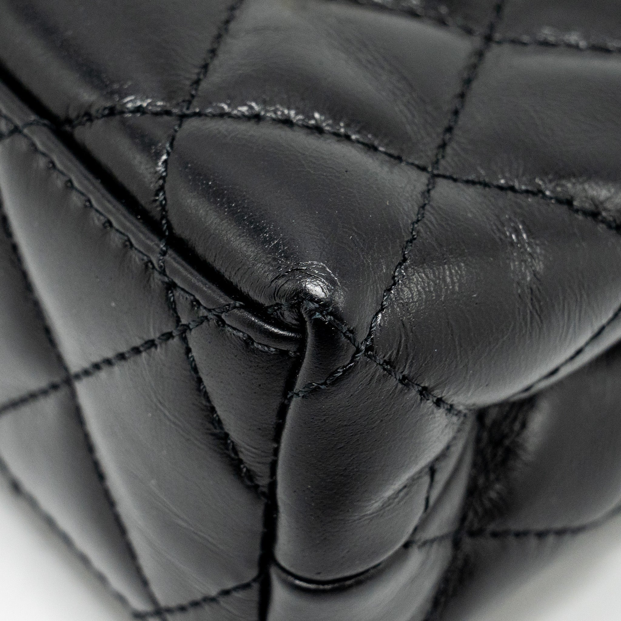 CHANEL MINI KELLY SHOPPING TOTE BAG CALFSKIN BLACK GHW (MICROCHIP)