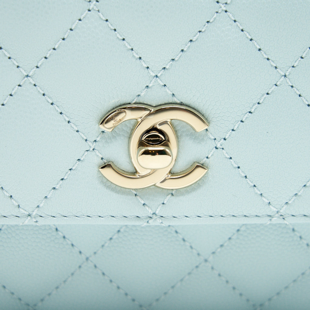 CHANEL 21K BABY BLUE COCO HANDLE SMALL (OLD MINI) 24CM LGHW (MICROCHIP)